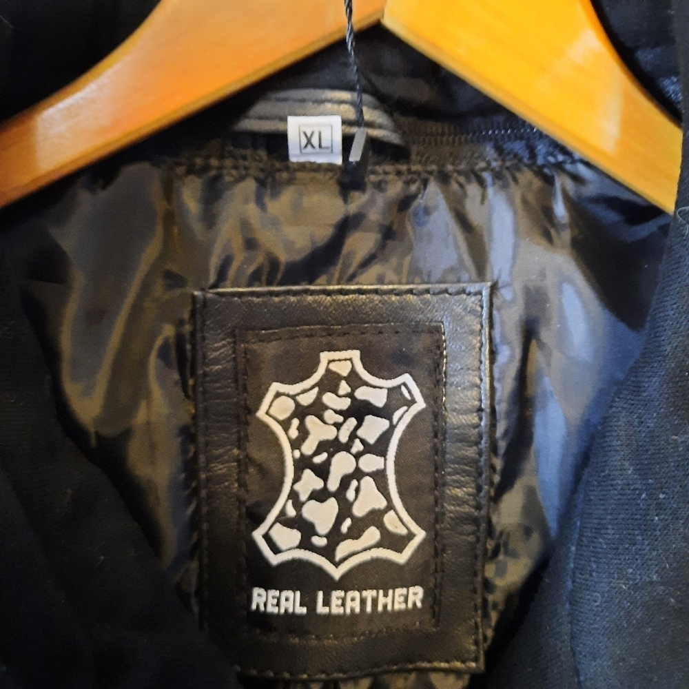 🛍 NWT Decrum Detachable Hooded Real Lambskin Leather Bomber Jacket Size XLP - Picture 11 of 15